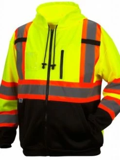 Hi-Vis Work Wear Pyramex Hi Vis Zip-Up Sweatshirt With Teflon™ Water Resistant Treatment | Sizes M - 5XL