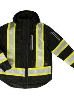 Hi-Vis Work Wear Tough Duck S187 Waterproof/Breathable Ripstop 4-In-1 Safety Jacket | XS-5XL