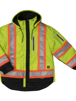 Hi-Vis Work Wear Tough Duck SJ28 Waterproof/Breathable 300D Ripstop Safety Shell Jacket | Sizes XS-5XL