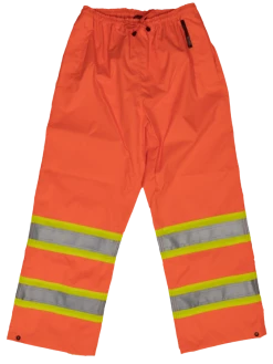 Hi-Vis Work Wear Tough Duck S374 300D Waterproof Breathable Ripstop Safety Rain Pants | Limited Size Selection