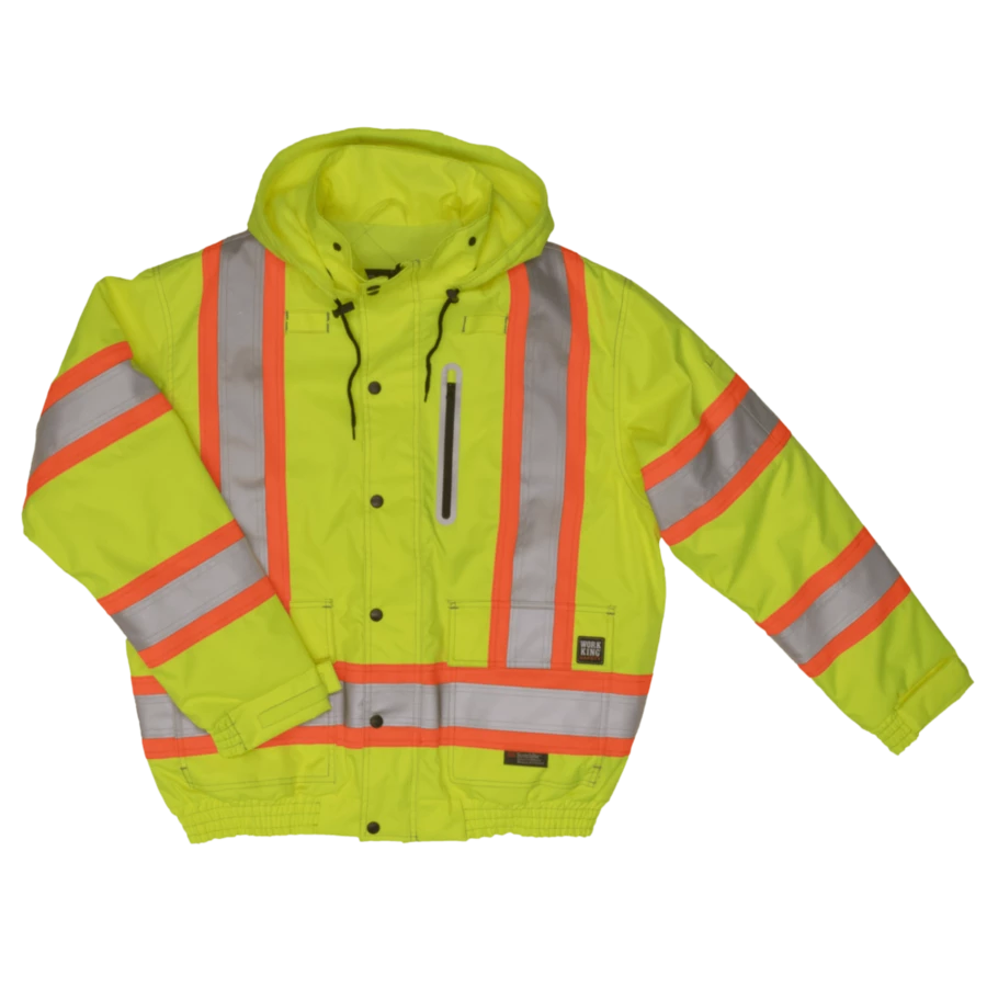 Hi-Vis Work Wear Tough Duck SJ20 Insulated 300D Waterproof/Breathable Ripstop Safety Bomber | XS-3XL