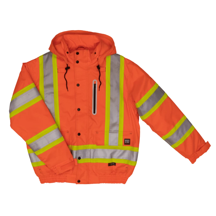 Hi-Vis Work Wear Tough Duck SJ20 Insulated 300D Waterproof/Breathable Ripstop Safety Bomber | XS-3XL