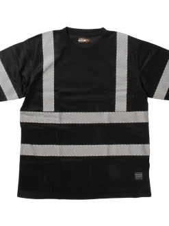 Hi-Vis Work Wear Tough Duck ST07 Premium Birdseye Safety T-Shirt With Segmented Stripes And Pocket | XS-5XL