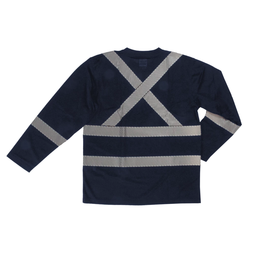 Tough Duck ST08 Premium Birdseye Safety Long Sleeve With Segmented Stripes And Pocket | XS-5XL