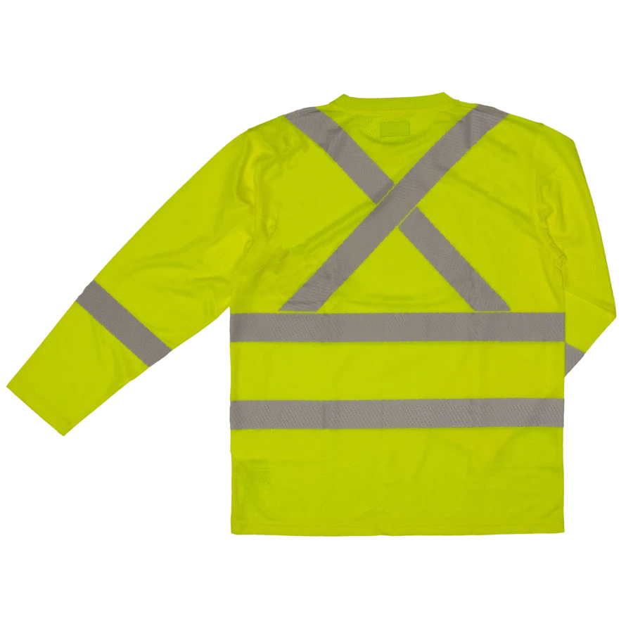 Tough Duck ST08 Premium Birdseye Safety Long Sleeve With Segmented Stripes And Pocket | XS-5XL