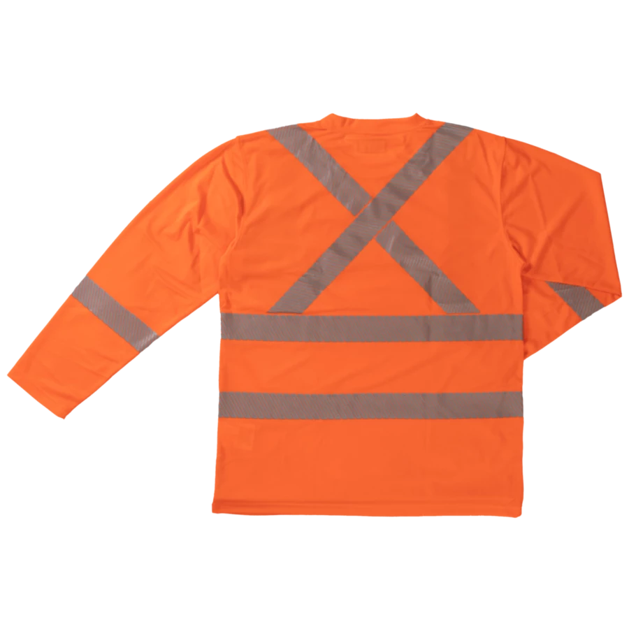 Tough Duck ST08 Premium Birdseye Safety Long Sleeve With Segmented Stripes And Pocket | XS-5XL