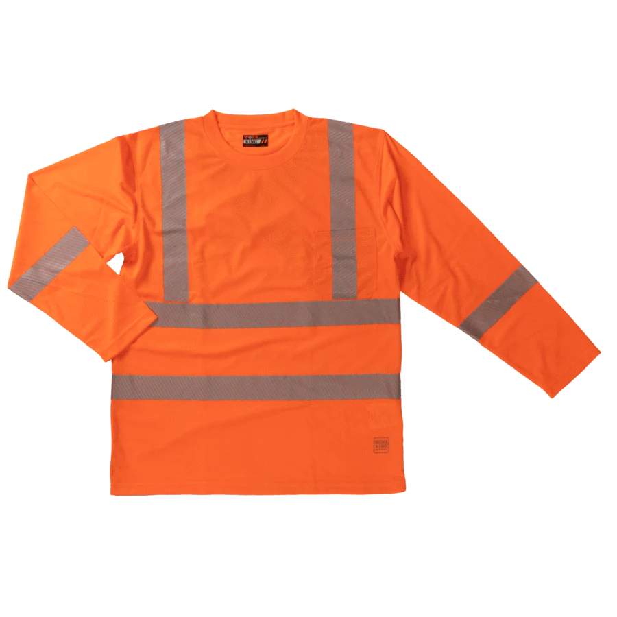 Tough Duck ST08 Premium Birdseye Safety Long Sleeve With Segmented Stripes And Pocket | XS-5XL