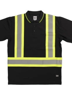 Hi-Vis Work Wear Tough Duck ST17 Premium Polyester Birdseye Short Sleeve Safety Polo Shirt With Chest Pocket | XS-5XL