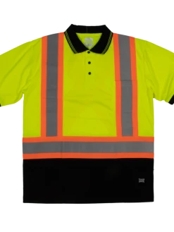 Hi-Vis Work Wear Tough Duck ST17 Premium Polyester Birdseye Short Sleeve Safety Polo Shirt With Chest Pocket | XS-5XL