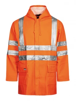 Lyngsoe Rainwear Flame Resistant Work Wear Lyngsoe Flame Resistant HI VIS Rain Jacket In Heavy Quality PVC/PE-CO | Sizes S - 4XL