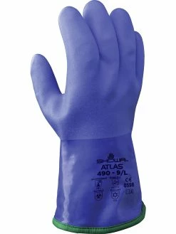 Work Gloves Showa Atlas 490 Acrylic Insulated Triple Dipped Rough Grip PVC Glove
