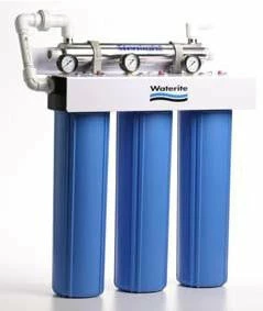 Waterite TriPlex 4.5" OD Big Blue Water Filter Housing With UV Disinfection | 20" Commercial Water Filters And UV Parts