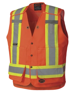 Hi-Vis Work Wear Pioneer Hi Viz Drop Shoulder Poly/Cotton Tear-Away Surveyor's Safety Vest | Sizes Small - 4XL