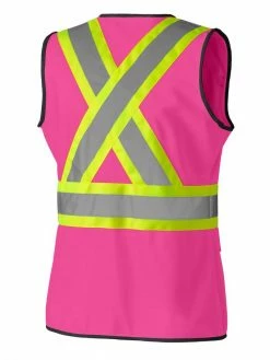 Hi-Vis Work Wear Pioneer Women's Solid Tricot Tear-Away Safety Vest | XS-2XL