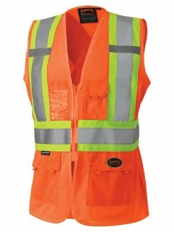 Hi-Vis Work Wear Pioneer Women's Solid Tricot Tear-Away Safety Vest | XS-2XL
