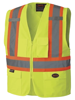 Pioneer Hi Viz Zipper Front Safety Vest - Tricot Poly | Sizes Small - 5XL Hi-Vis Work Wear