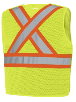Hi-Vis Work Wear Pioneer Hi Viz Safety Tear-Away Poly Mesh Vest - One Size Fits Most