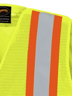 Hi-Vis Work Wear Pioneer Hi Viz Safety Tear-Away Poly Mesh Vest - One Size Fits Most