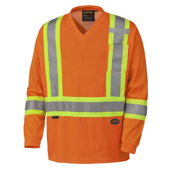 Hi-Vis Work Wear Pioneer Hi Viz Safety Long-Sleeved Shirt | Micro Mesh | Sizes Small - 5XL