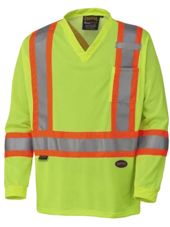 Hi-Vis Work Wear Pioneer Hi Viz Safety Long-Sleeved Shirt | Micro Mesh | Sizes Small - 5XL