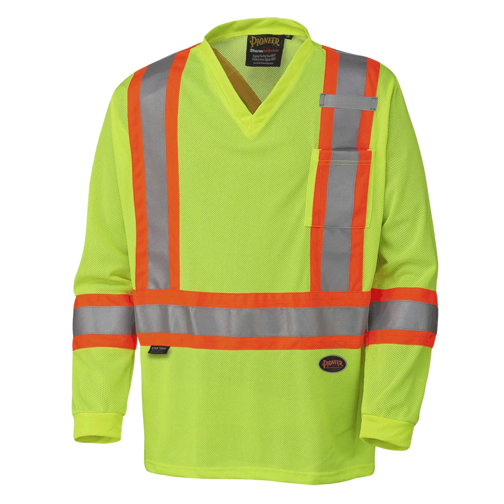 Hi-Vis Work Wear Pioneer Hi Viz Safety Long-Sleeved Shirt | Micro Mesh | Sizes Small - 5XL
