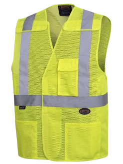 Hi-Vis Work Wear Pioneer Hi Viz Tear-Away Mesh Safety Vest W/ 2