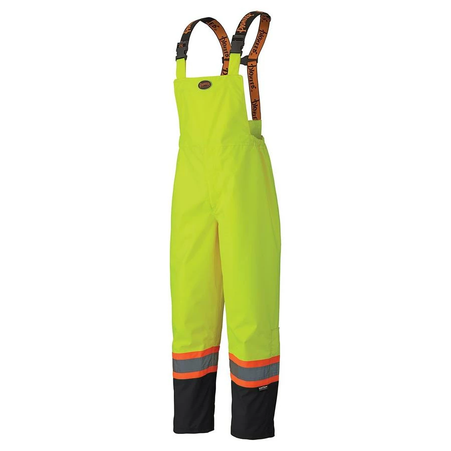 Hi-Vis Work Wear Pioneer Trilobal 300D Ripstop Waterproof Safety Bib Pants | S-4XL