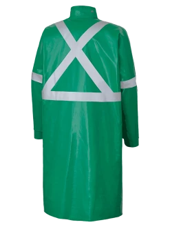 Flame Resistant Work Wear Ranpro CA-43® FR Chemical/Acid Resistant Long Safety Coat - PVC/Poly | Green | Sizes Small - 3XL