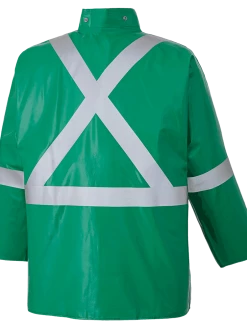 Flame Resistant Work Wear Ranpro CA-43® FR Chemical/Acid Resistant Safety Jacket - PVC/Poly | Green | Sizes Small - 4XL
