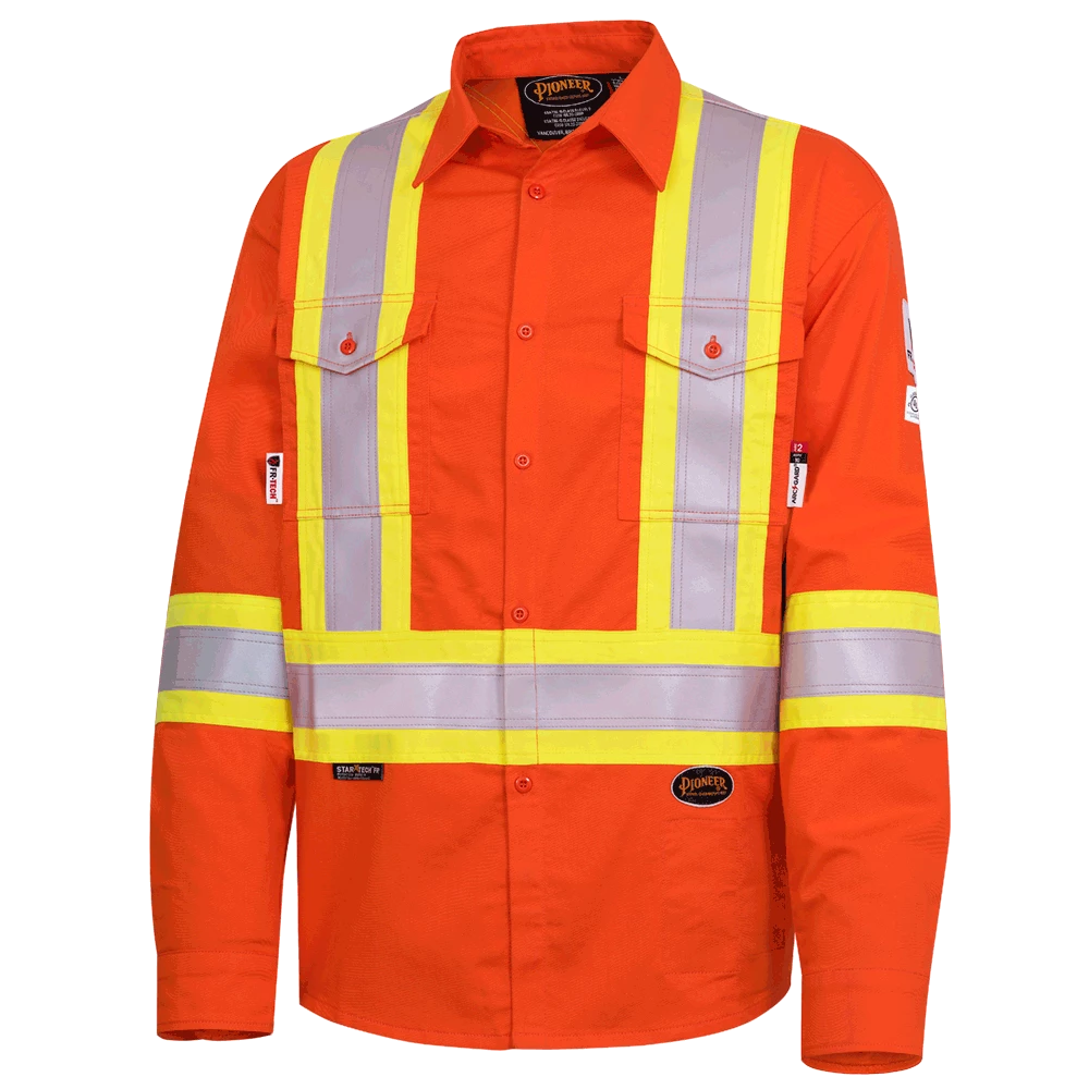 Pioneer FR-TECH® FR/ARC Rated 7 Oz Hi Viz Safety Shirt - 88/12 | Orange | Small - 4XL
