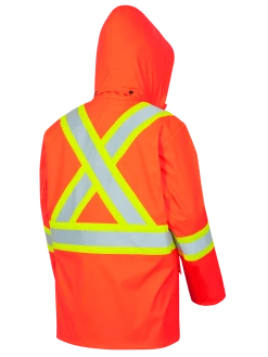Flame Resistant Work Wear Pioneer FR/PU Hi Viz Waterproof Safety Jacket With Pockets | Orange | Sizes XS - 7XL