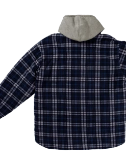 Work Wear Tough Duck WS02 Quick Dry Sherpa Lined Zip-Up Hooded Fleece Shirt | Charcoal Plaid | S-3XL