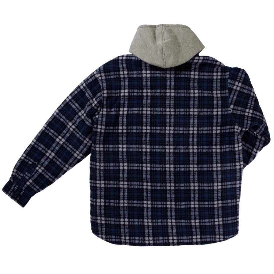 Work Wear Tough Duck WS02 Quick Dry Sherpa Lined Zip-Up Hooded Fleece Shirt | Charcoal Plaid | S-3XL