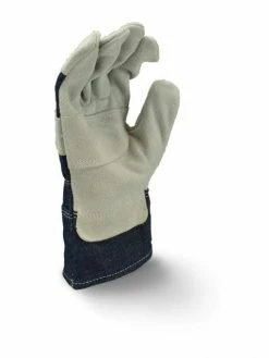 Radians Denim Back Cowhide Palm Leather Work Gloves - Pack Of 12 Pairs