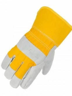 Horizon Canvas Back Cowsplit Palm Rubberized Cuff Work Gloves | Pack Of 12 Pairs