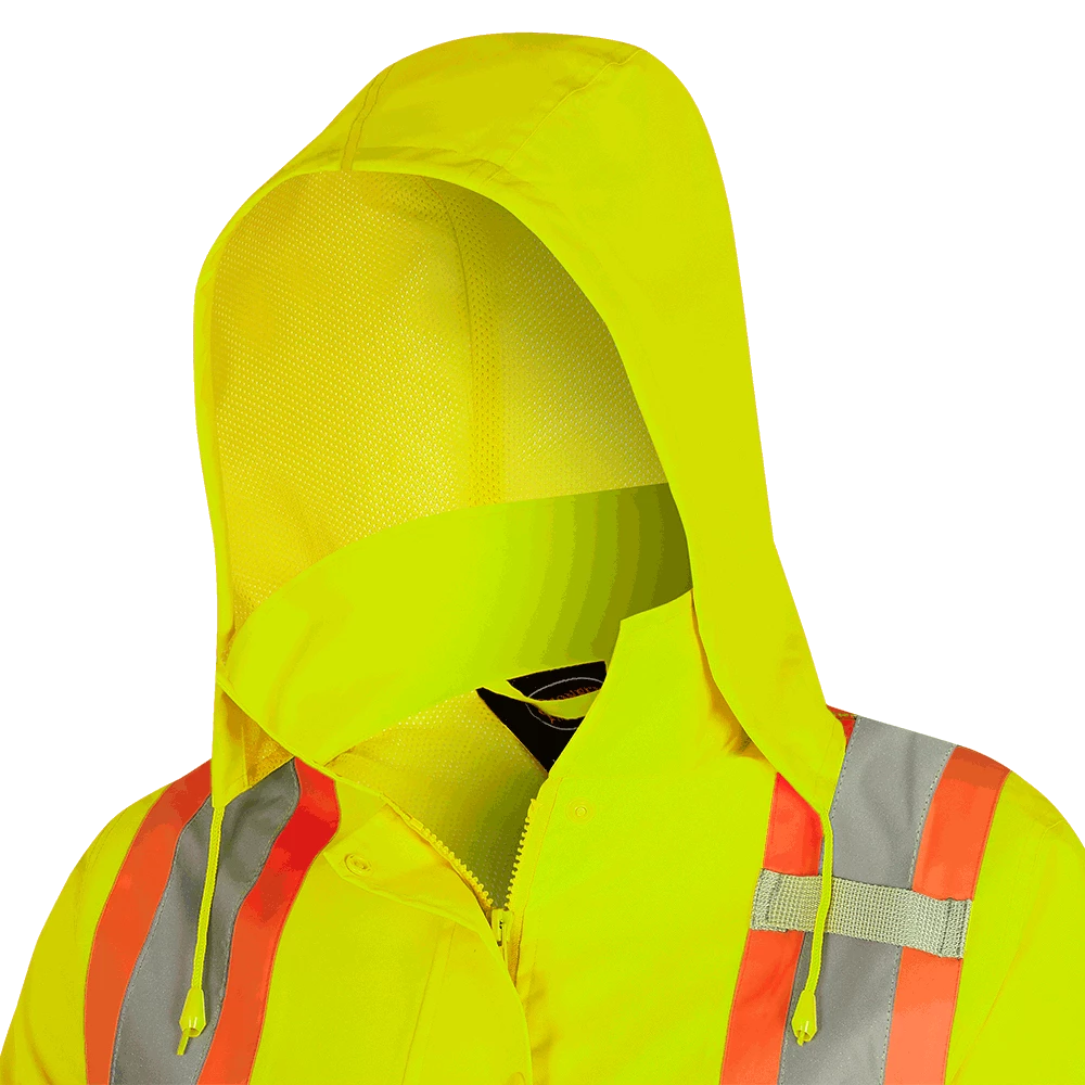Hi-Vis Work Wear Pioneer "The Rock" Women's 300D Oxford Polyester Waterproof Safety Rain Jacket