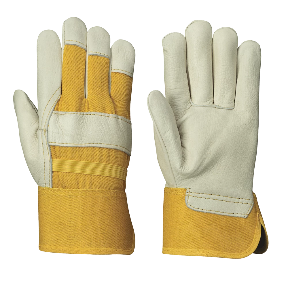 Pioneer 531 Premium Rubberized Cuff One-Piece Palm Cowgrain Gloves (Outside Elastic) | Pack Of 12 Pairs Work Gloves