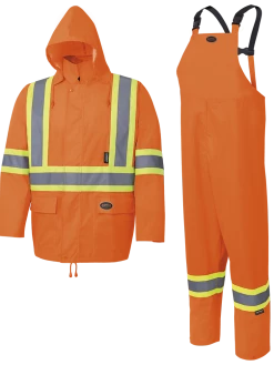 Hi-Vis Work Wear Pioneer 150D Oxford Poly/PVC Hi Vis Rain Suit | S-4XL
