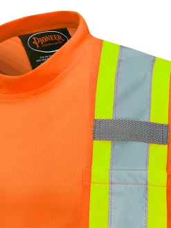 Hi-Vis Work Wear Pioneer Hi Viz Birdseye Safety T-Shirt W/ Tape On Sleeve | Sizes XS - 5XL