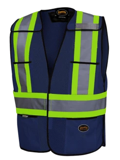 Hi-Vis Work Wear Pioneer Hi Viz Safety Tear-Away Poly Mesh Vest - One Size Fits Most