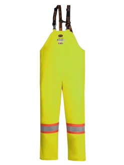 Flame Resistant Work Wear Pioneer Hi Vis FR PU/Cotton Rain Bib Pants | XS-4XL