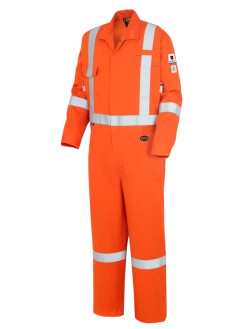 Pioneer “The Rock” 88/12 FR-Tech® Hi Vis 7 Oz Coveralls With 2" Reflective Stripe | Sizes 36 - 66 Flame Resistant Work Wear