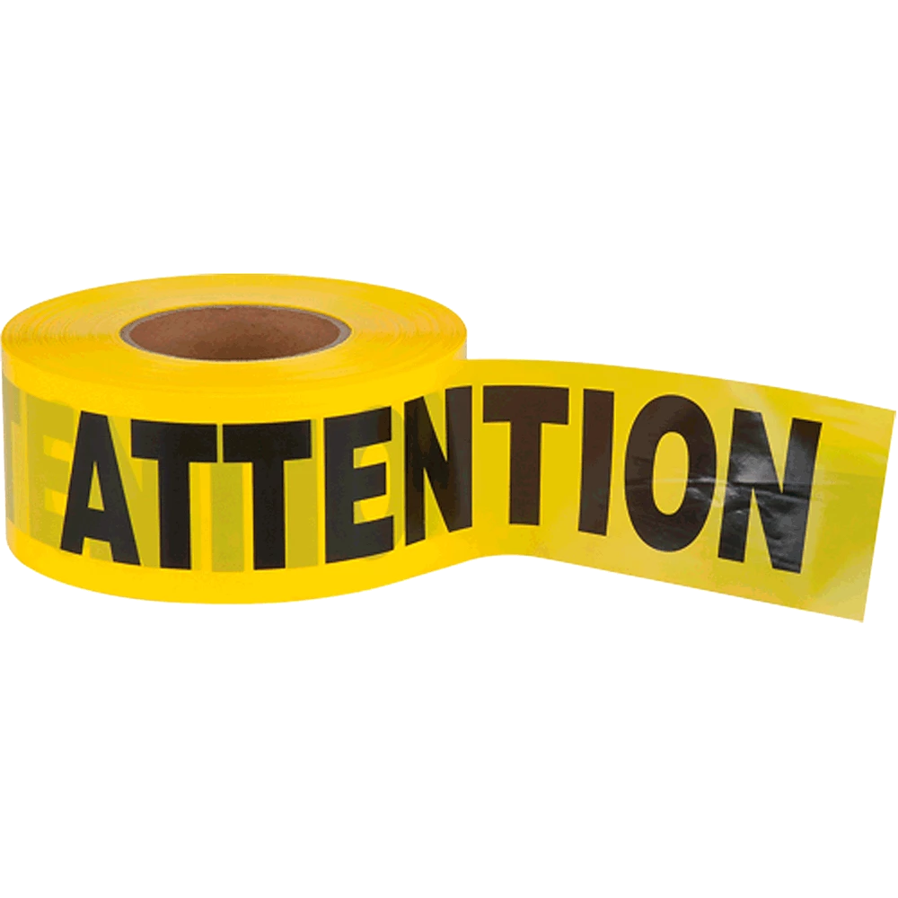 Pioneer Safety Supplies Yellow Barricade Warning Tape "Attention" - 1000'