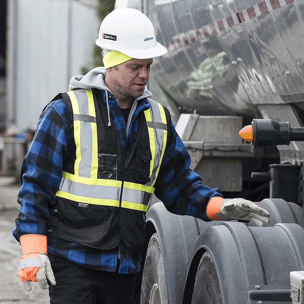 Pioneer 536 Hi Vis Fitter's Cowgrain Gloves (Inside Elastic) | Pack Of 12 Pairs