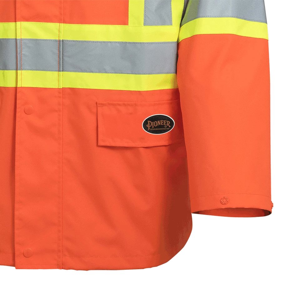 Pioneer The Rock 300D Oxford Polyester Waterproof Safety Rain Jacket | S-5XL Hi-Vis Work Wear