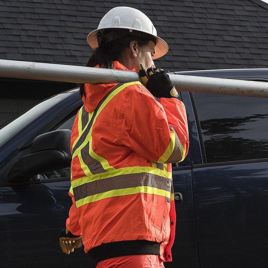 Pioneer Reflective Striped 6 In 1 Winter Work Bomber | XS-5XL Hi-Vis Work Wear