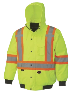 Pioneer Reflective Striped 6 In 1 Winter Work Bomber | XS-5XL Hi-Vis Work Wear