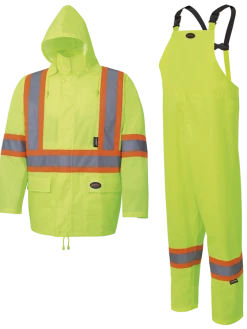 Hi-Vis Work Wear Pioneer 150D Oxford Poly/PVC Hi Vis Rain Suit | S-4XL