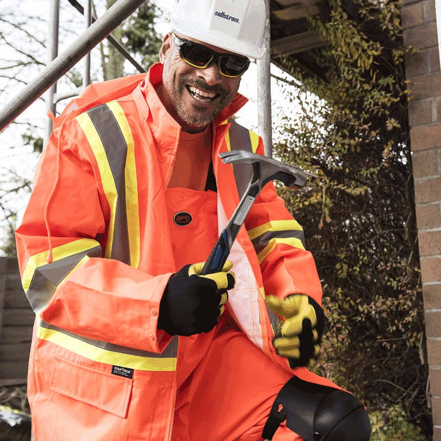 Pioneer The Rock 300D Oxford Polyester Waterproof Safety Rain Jacket | S-5XL Hi-Vis Work Wear