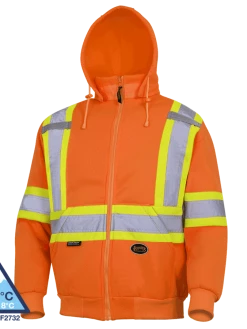 Pioneer Heavyweight Polyester Fleece Safety Hoodie | S-4XL Hi-Vis Work Wear